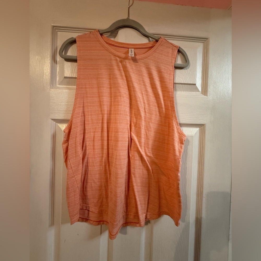 Athleta Coral Striped Tee Size Large